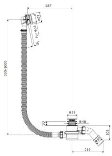Слив-перелив для ванны Excellent Moli ARIN.3210CR 60/80/100 см хром